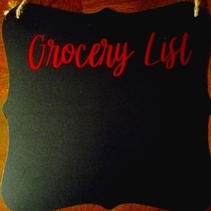 Custom made metal chalkboard Hanging  Grocery List